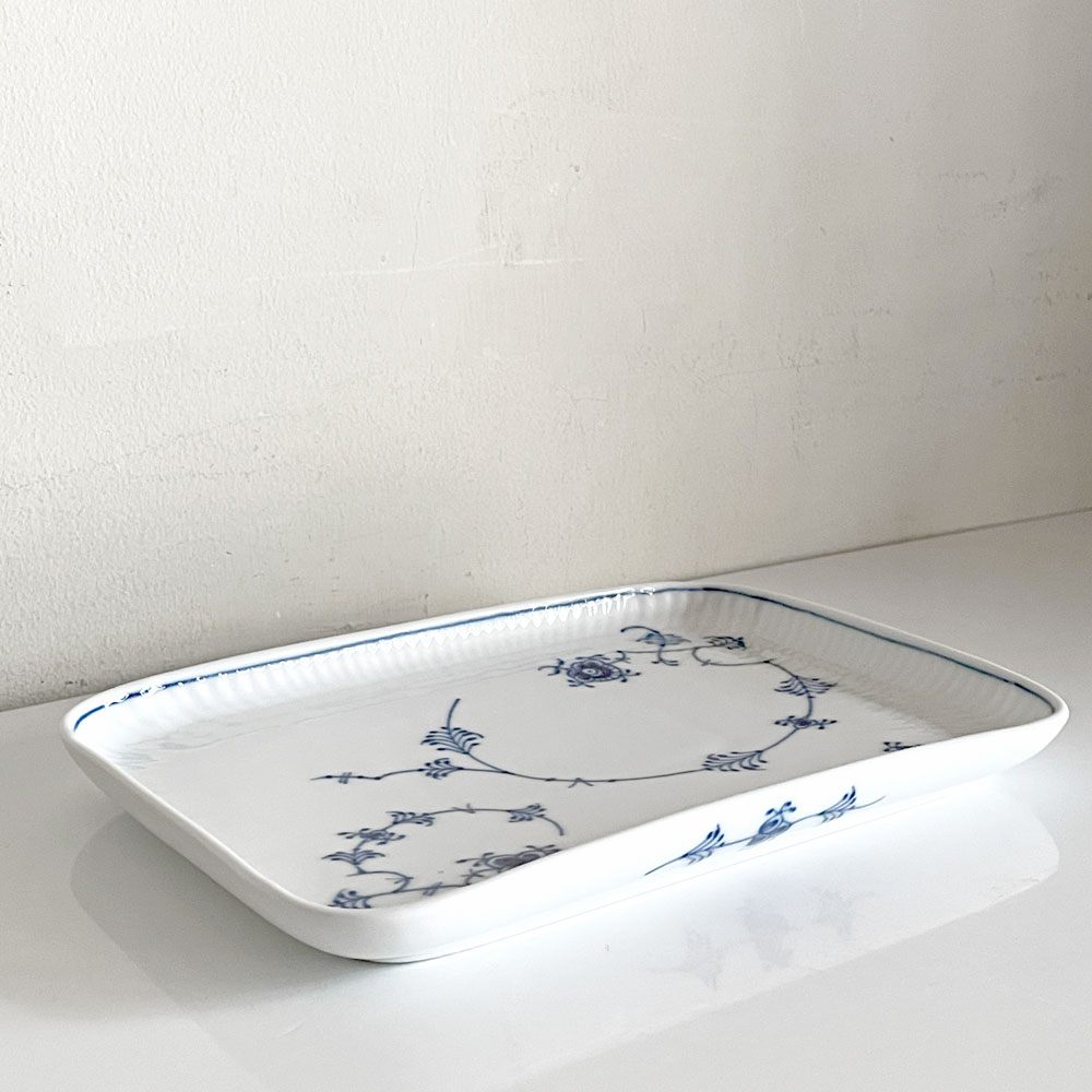 ロイヤルコペンハーゲン ROYAL COPENHAGEN ブルーフルーテッド Blue Fluted ジャパニーズ Japanese スクエアプレート 平皿 角皿 w22cm デンマーク製 北欧 廃番 A ■