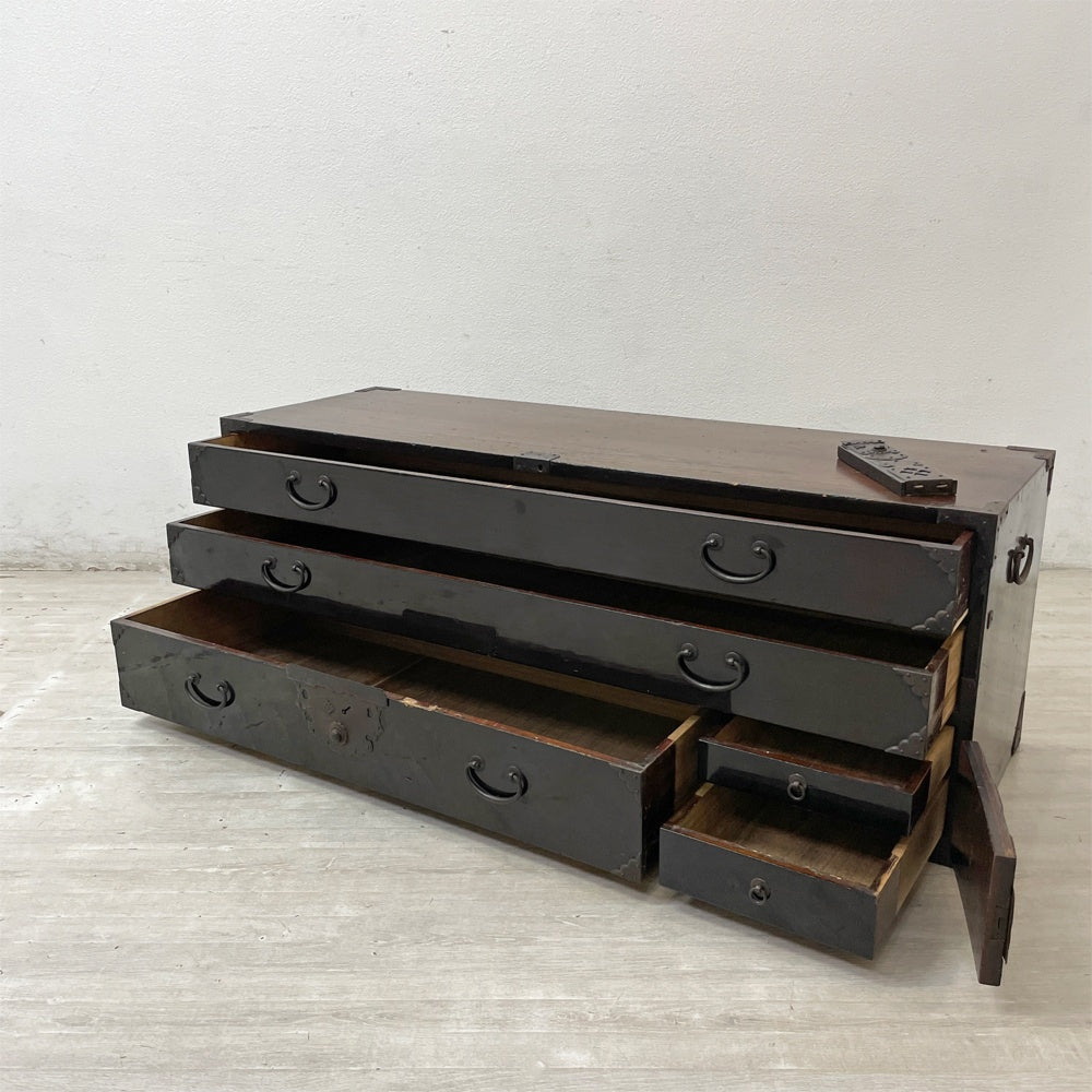 庄内 棒箪笥 刀箪笥 時代箪笥 抽斗3杯 古家具 和家具 ジャパンビンテージ Japan Vintage ●