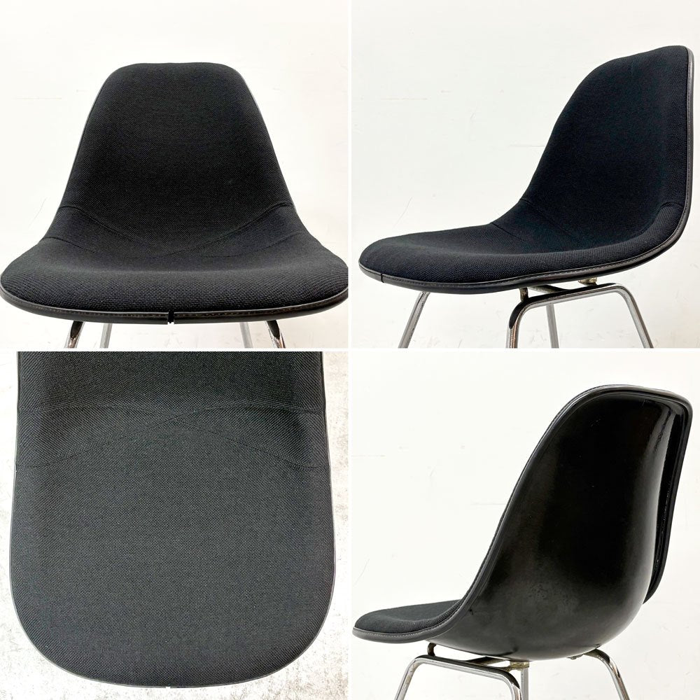 ハーマンミラー Herman Miller サイドシェルチェア モダンファニチャーセールス MFS製 FRP アプホルスター 座面張替済み ブラック Hベース C&Rイームズ ビンテージ ●