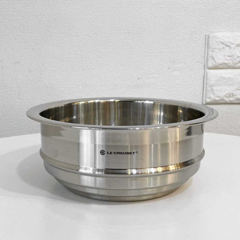 ルクルーゼ LE CREUSET ココットロンド 両手鍋 ＆ マルチスチーマー コースタルブルー 20cm  鋳物 フランス ◎