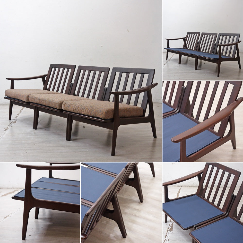 マルニ木工 maruni ビンテージ みやじま 3pソファ セパレート フレームチェア 孔雀マルニ オールドマルニ ●