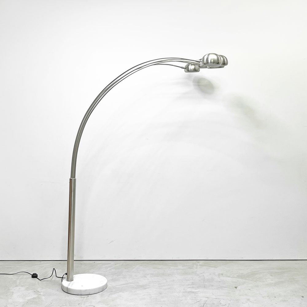 ミッドセンチュリーモダンデザイン Mid century modern フロアライト アーチ型 5灯 ステンレス 大理石ベース ●