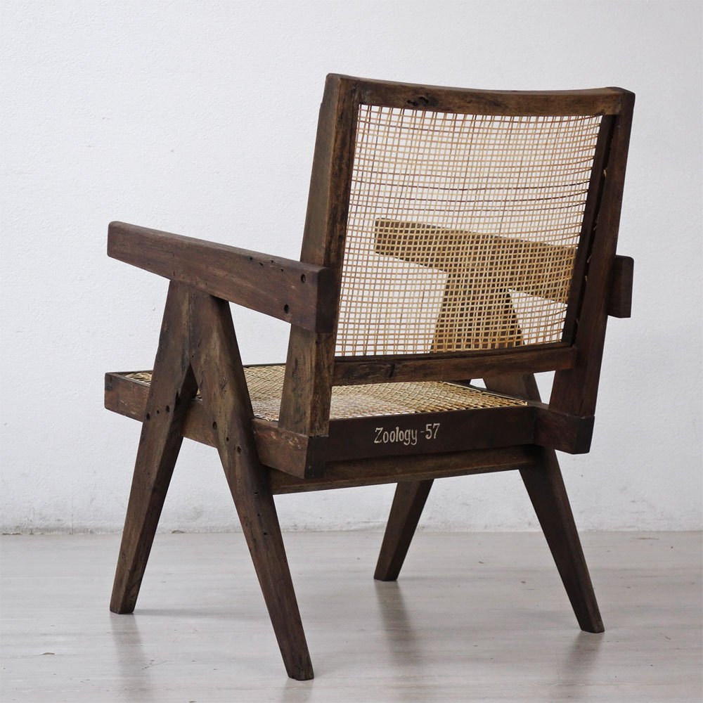 ピエール・ジャンヌレ Pierre Jeanneret イージーチェア Easy Chair チーク無垢材 チャンディーガル レター有 1950s Zoology-57 ビンテージ ●