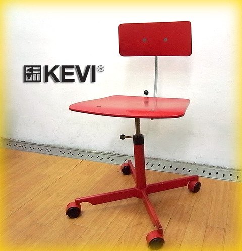 デンマーク ◇ Kettel&Villadsen  初期型 『 KEVI Desk Chair  /  ケヴィ デスクチェア 』  4本脚 レッド