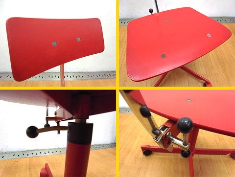 デンマーク ◇ Kettel&Villadsen  初期型 『 KEVI Desk Chair  /  ケヴィ デスクチェア 』  4本脚 レッド
