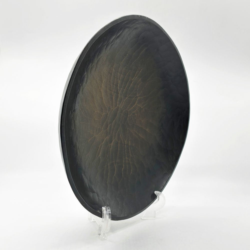 三谷龍二 黒い器 漆ボウル オーバル 30×26.5×6cm 山桜 黒拭き漆 木の器 現代作家●
