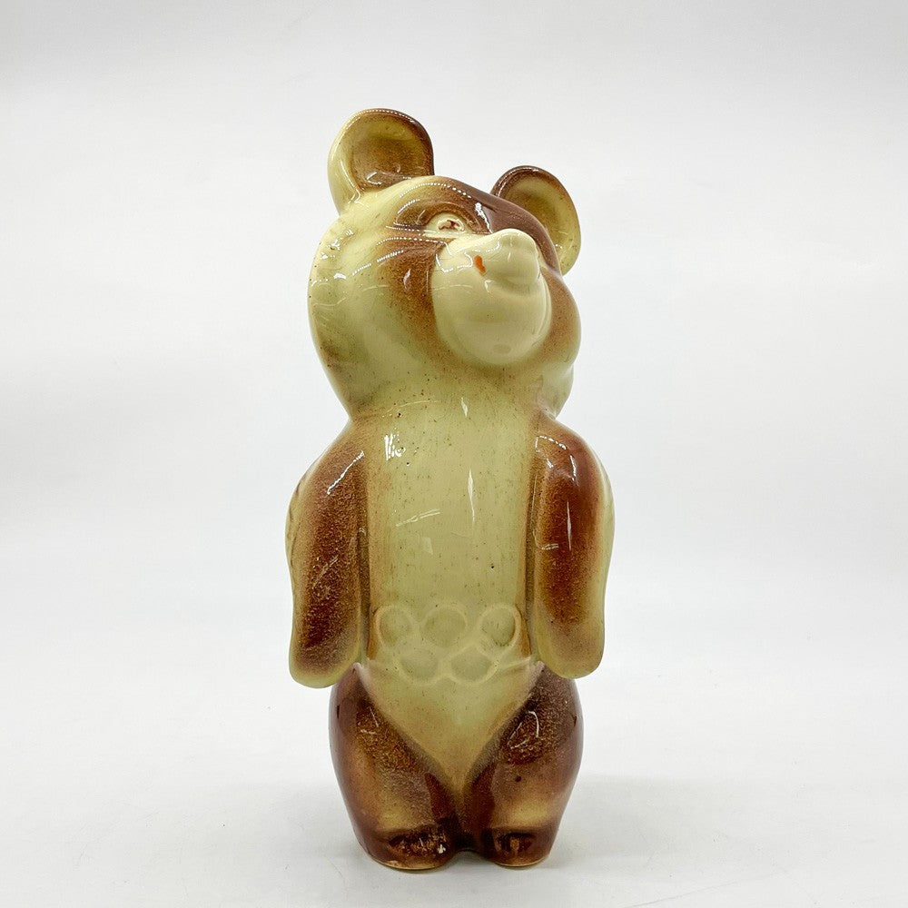 こぐまのミーシャ Misha Миша 陶製 オブジェ 置物 モスクワオリンピック マスコットキャラクター ロシア 旧ソ連 1980年 ビンテージ H22cm ●