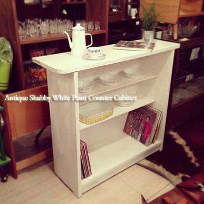 ☆ Antique Shabby   White Paint Counter Cabinet / アンティーク　シャビー　ホワイトペイント　カウンターキャビネット