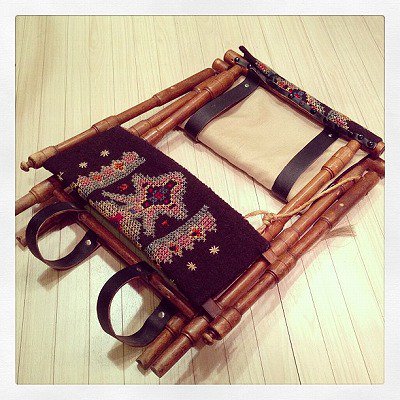 ☆Vintage ”Sweden” Cross Stitch Tapestry Folding Chair