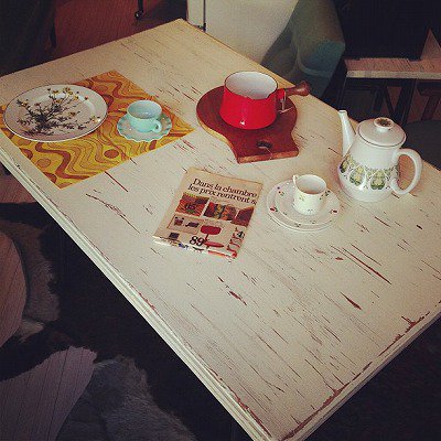 ☆White Paint Top ×　Iron Reg  Work Table & Dining Table