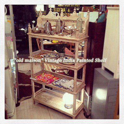 ☆  ”old maison”   Vintage india   Paint Wood Shelf / オールドメゾン　ビンテージインディア　ペイントウッドシェルフ