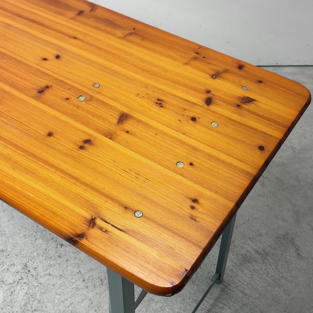 ダルトン DULTON ビアテーブル BEER TABLE 130 SILVER フォールディングテーブル モミ材天板 スチール脚 折りたたみ インダストリアル 廃番モデル 定価￥15,180- ●