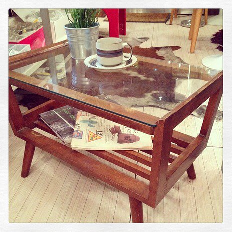 ☆ Japan Vintage   Glass × Wood  Coffee Table / ジャパンビンテージ　ガラス×木　コーヒーテーブル