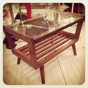 ☆ Japan Vintage   Glass × Wood  Coffee Table / ジャパンビンテージ　ガラス×木　コーヒーテーブル