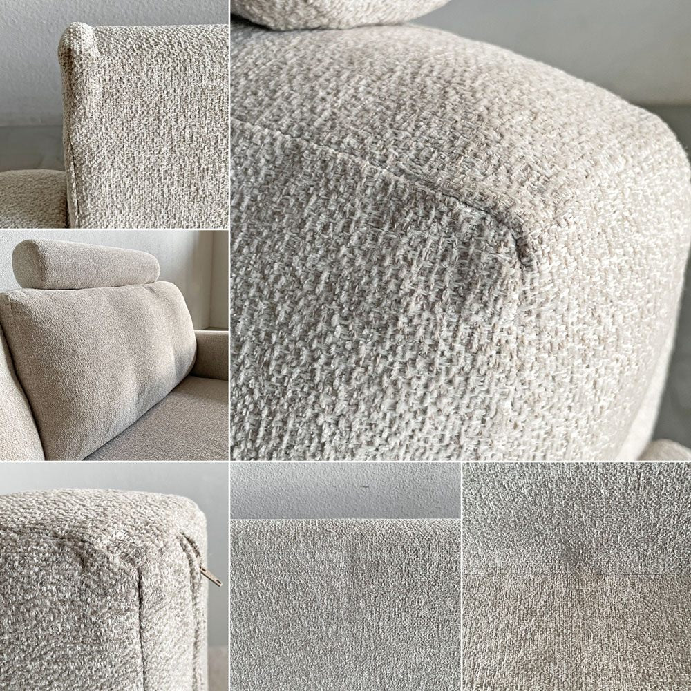 モモナチュラル MOMO Natural フォノ PHONO 3人掛けソファ カバーリングファブリック オフホワイト系 アルダー材脚 W176cm ヘッドレスト付 定価￥157,000-以上 〓