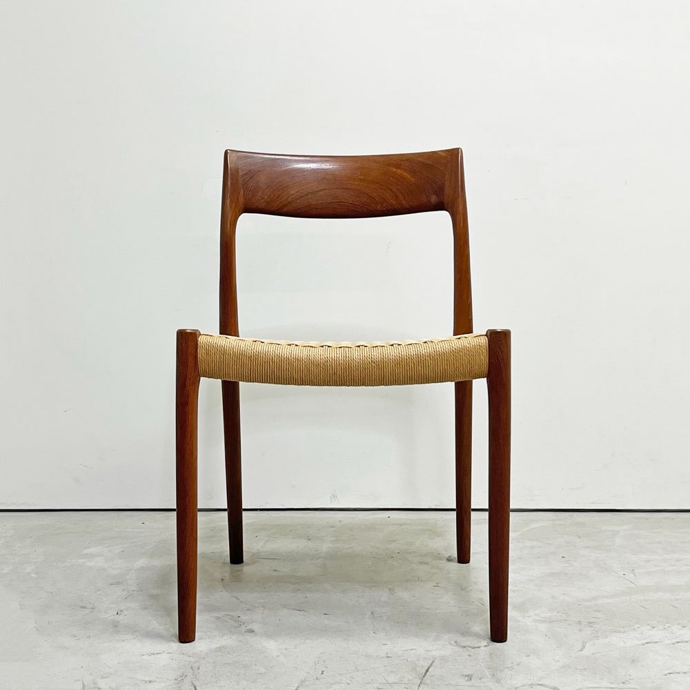 JLモラー J.L.Moller Model No.77 ダイニングチェア チーク材 ペーパーコード ニールス・O・モラー デンマーク ビンテージ 北欧家具 ●