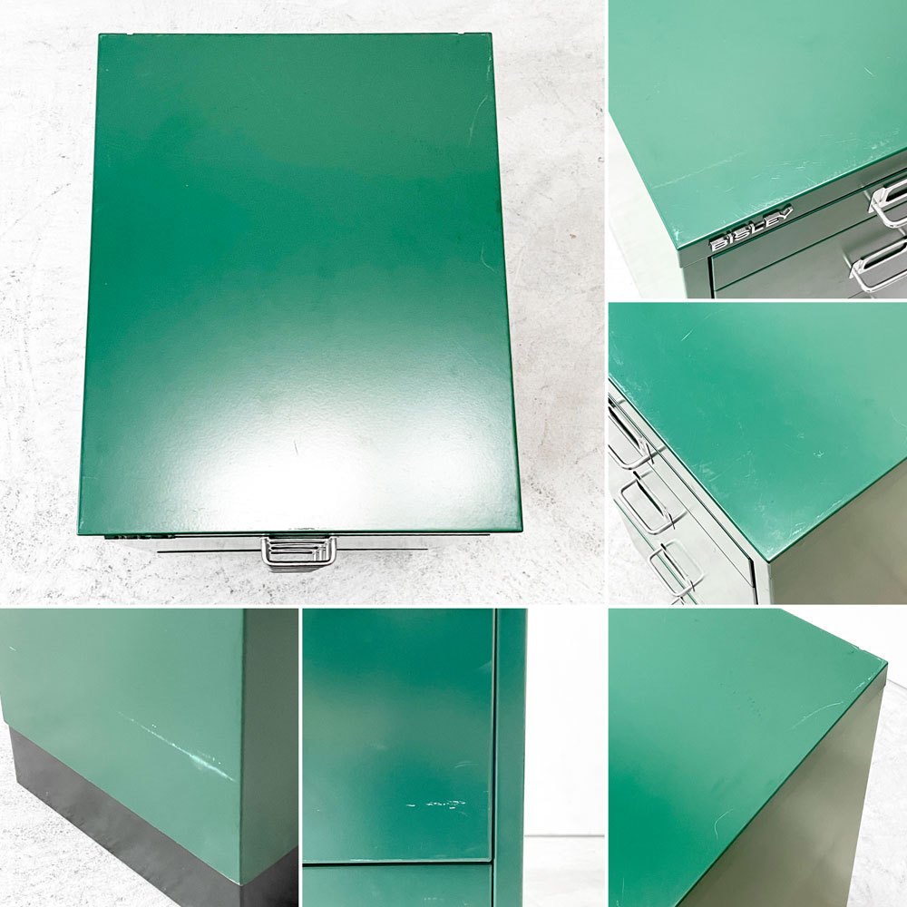 ビスレー BISLEY BASICシリーズ BA3/CD キャビネット 4段 スチールワゴン オフィス 店舗什器 グリーン 英国 廃番品 ●