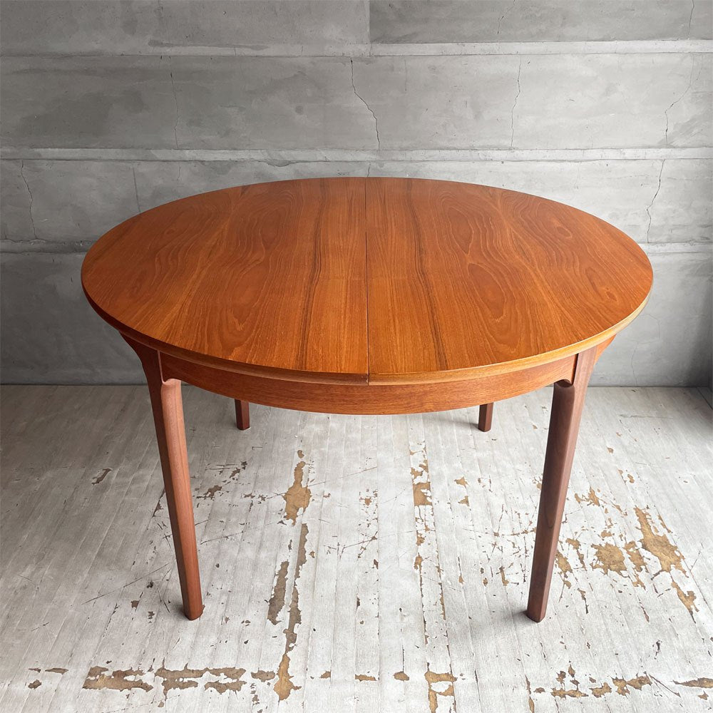 ネイサンファニチャー NATHAN Furniture チーク材 エクステンション ダイニングテーブル 伸長式 ラウンド オーバル 英国家具 UKビンテージ ♪