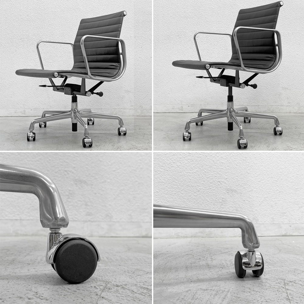 ハーマンミラー Herman Miller イームズアルミナムグループチェア マネージメントチェア アルミバフベース ガス圧昇降 5本脚 キャスター 本革 〓