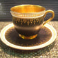◇ England Royal Worceter （ ロイヤル ウースター ）  希少な30～40's ヴィンテージ 黒マット×金彩レリーフ×アイボリージュール打ち デミタス カップ&ソーサー