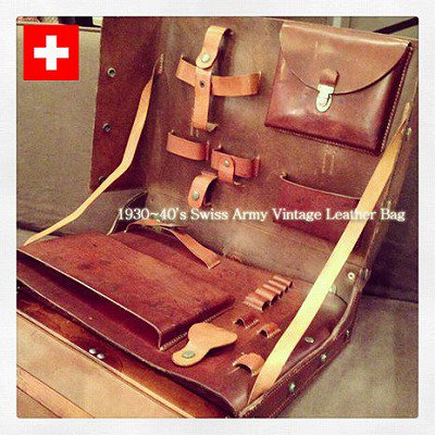 ☆　1930～40’S Vintage Swiss ARMY  Leather Bag / 30年代～40年代ビンテージ　スイス軍レザーバッグ