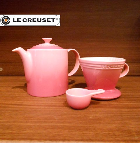 ◎Le Creuset ル クルーゼ グランドティーポット＆コーヒードリッパーセット  廃番 ローズクォーツ