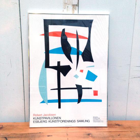 ★デンマーク "Robert Jacobsen" KUNSTPAVILLONEN アートコレクション展覧会ポスター フレーム付
