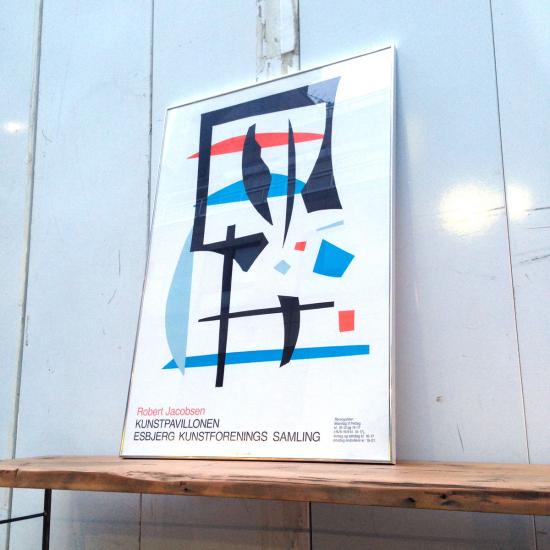 ★デンマーク "Robert Jacobsen" KUNSTPAVILLONEN アートコレクション展覧会ポスター フレーム付
