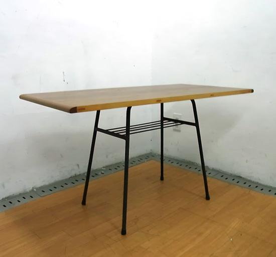 ★Teak Wood × Vintage  Iron Leg Remake Table ／ チーク材トップｘ黒鉄フレーム　リメイク　サイドテーブル