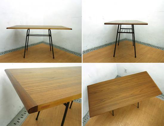 ★Teak Wood × Vintage  Iron Leg Remake Table ／ チーク材トップｘ黒鉄フレーム　リメイク　サイドテーブル