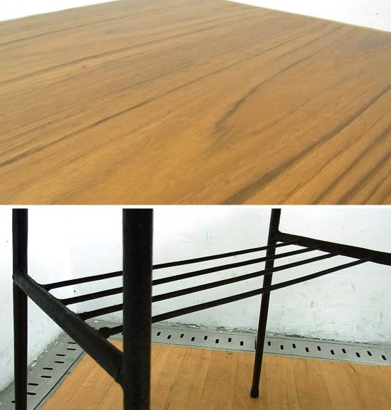 ★Teak Wood × Vintage  Iron Leg Remake Table ／ チーク材トップｘ黒鉄フレーム　リメイク　サイドテーブル