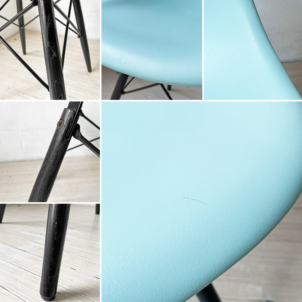 ハーマンミラー HermanMiller サイドシェルチェア ドゥエルレッグ DSW アクアスカイ × エボニー ポリプロピレン製 イームズ ミッドセンチュリー ★