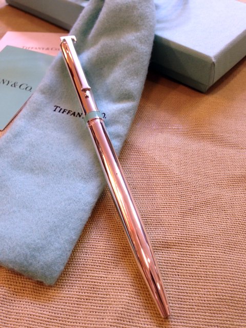 ◎ＴＩＦＦＡＮＹ ティファニー シルバー925 Ｔクリップ ブルーバンドボールペン