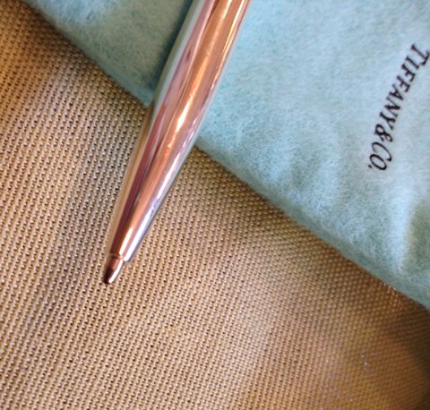 ◎ＴＩＦＦＡＮＹ ティファニー シルバー925 Ｔクリップ ブルーバンドボールペン