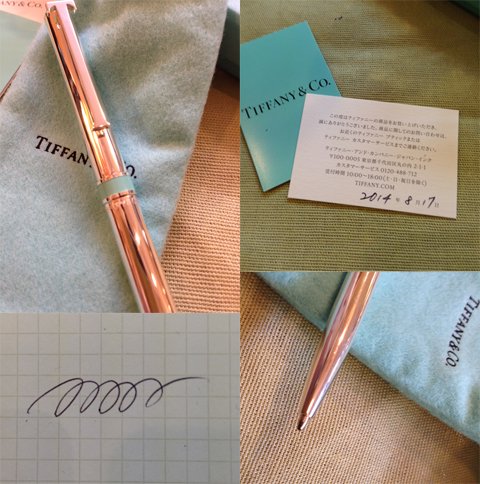 ◎ＴＩＦＦＡＮＹ ティファニー シルバー925 Ｔクリップ ブルーバンドボールペン