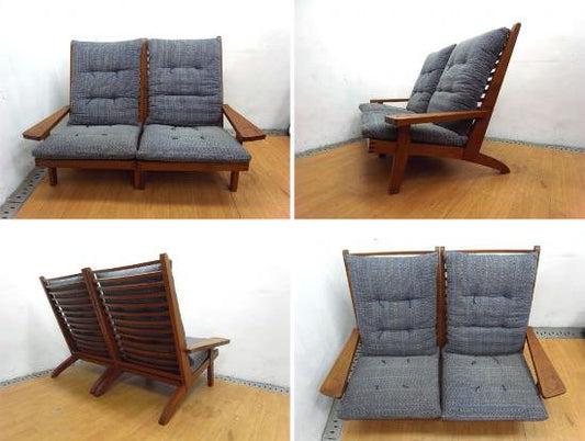 ● BC工房 安楽 座布団椅子 ウォールナット無垢材 2人掛ソファ