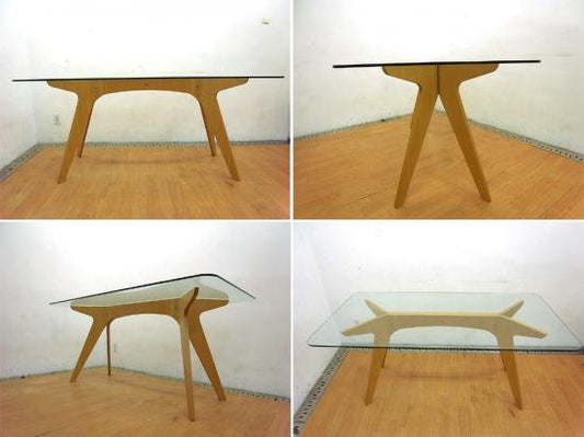 ●　E&Y ペガサス ダイニングテーブル プライウッド ガラス天板