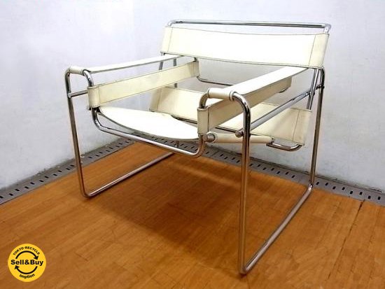 Knoll / ノール社製  希少 名作 『 Wassily Chair / ワシリーチェア ＝ B3 』  ホワイトレザー&ロゴ型押し入り 正規 U.S.A ★