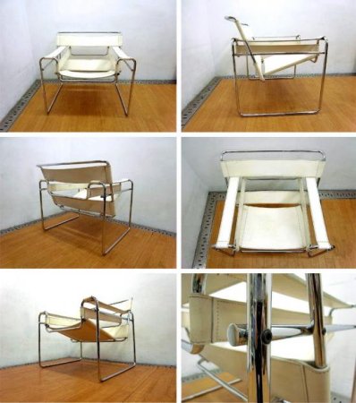 Knoll / ノール社製  希少 名作 『 Wassily Chair / ワシリーチェア ＝ B3 』  ホワイトレザー&ロゴ型押し入り 正規 U.S.A ★