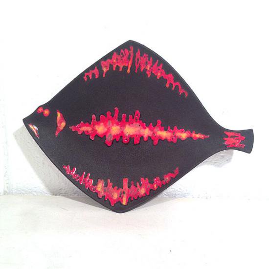 ★60~70'S Japan Vintage Enamel × Iron Fish Tray  魚(ヒラメ)のエナメル(七宝)入り 古い鉄器のトレイ
