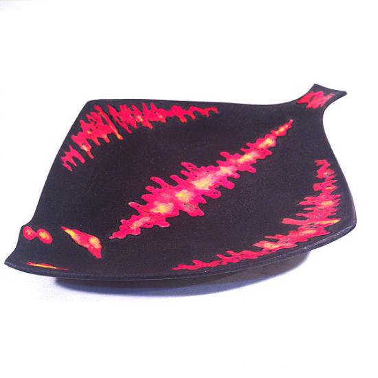 ★60~70'S Japan Vintage Enamel × Iron Fish Tray  魚(ヒラメ)のエナメル(七宝)入り 古い鉄器のトレイ