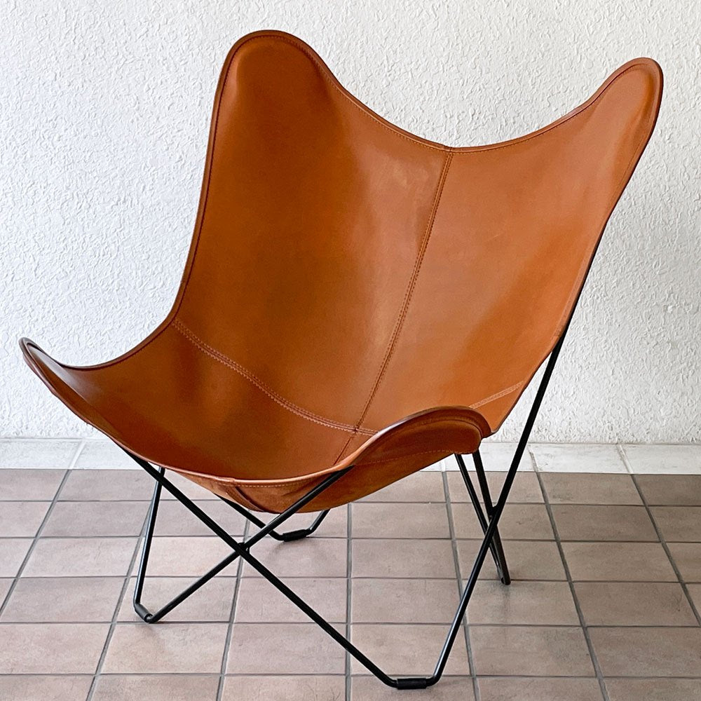 クエロ CUERO BKFチェア ビーケーエフ バタフライチェア ラウンジチェア 専用ピロー付 本革 スウェーデン 定価206,800円以上  ◇