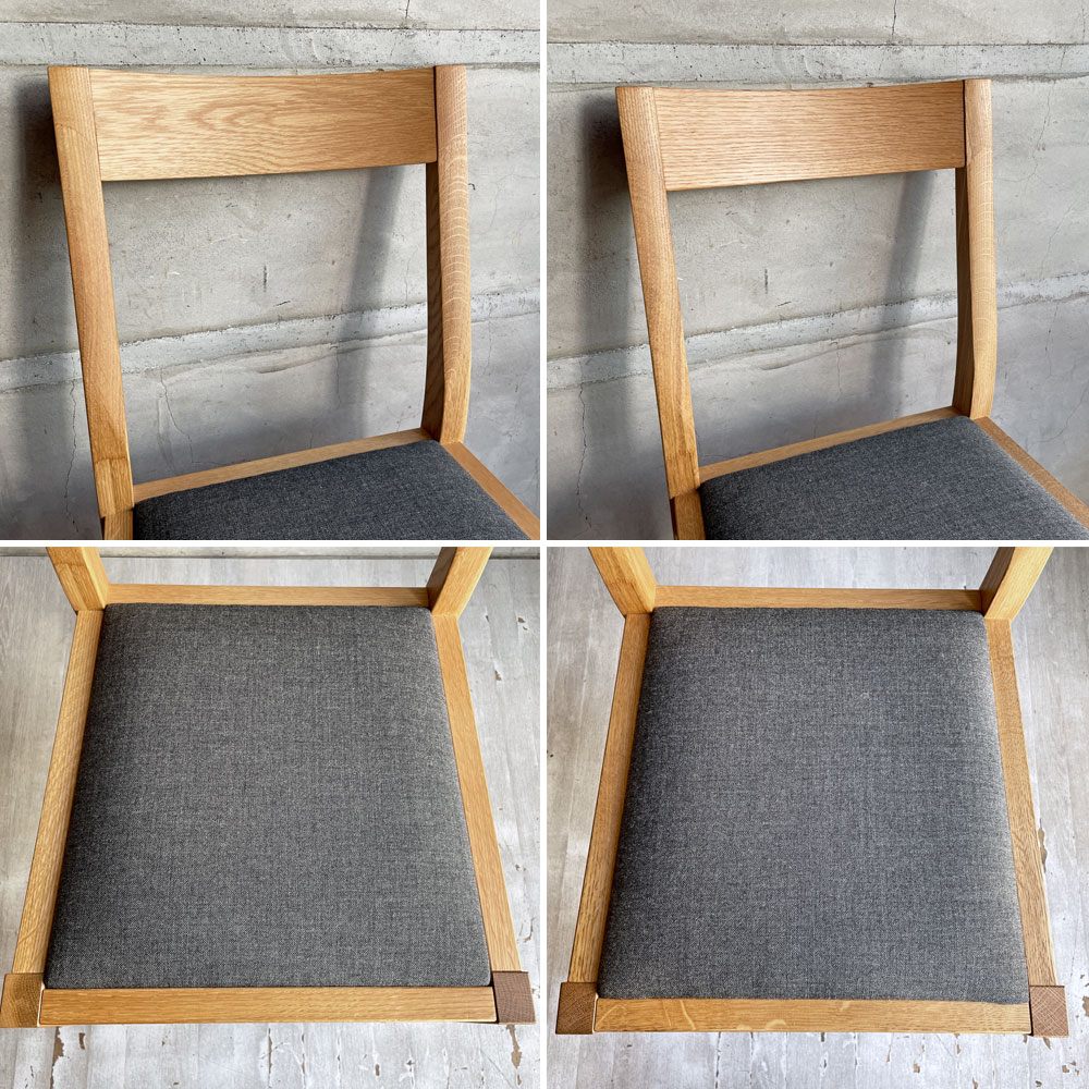 無印良品 MUJI オーク材 ダイニングチェア ファブリックシート シンプルデザイン 2脚セット 廃番 ♪