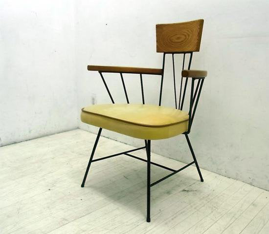 ●　	Paul McCobb/ポールマッコブ ロートアイアンxアッシュ無垢材 ビンテージチェア