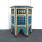 ★Made in Morocco  Hand Paint Hexagon Wood Side Table L ／ モロッコ ハンドペイント 六角形 ウッドサイドテーブルL ブルー