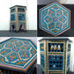 ★Made in Morocco  Hand Paint Hexagon Wood Side Table L ／ モロッコ ハンドペイント 六角形 ウッドサイドテーブルL ブルー