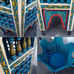 ★Made in Morocco  Hand Paint Hexagon Wood Side Table L ／ モロッコ ハンドペイント 六角形 ウッドサイドテーブルL ブルー