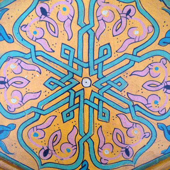 ★Made in Morocco  Hand Paint Hexagon Wood Side Table M ／ モロッコ ハンドペイント 六角形 ウッドサイドテーブルM イエロー
