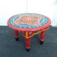 ★Made in Morocco Hand Paint Wood Round Low Table ／ モロッコ ハンドペイント ウッド ラウンドローテーブル レッド