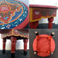 ★Made in Morocco Hand Paint Wood Round Low Table ／ モロッコ ハンドペイント ウッド ラウンドローテーブル レッド